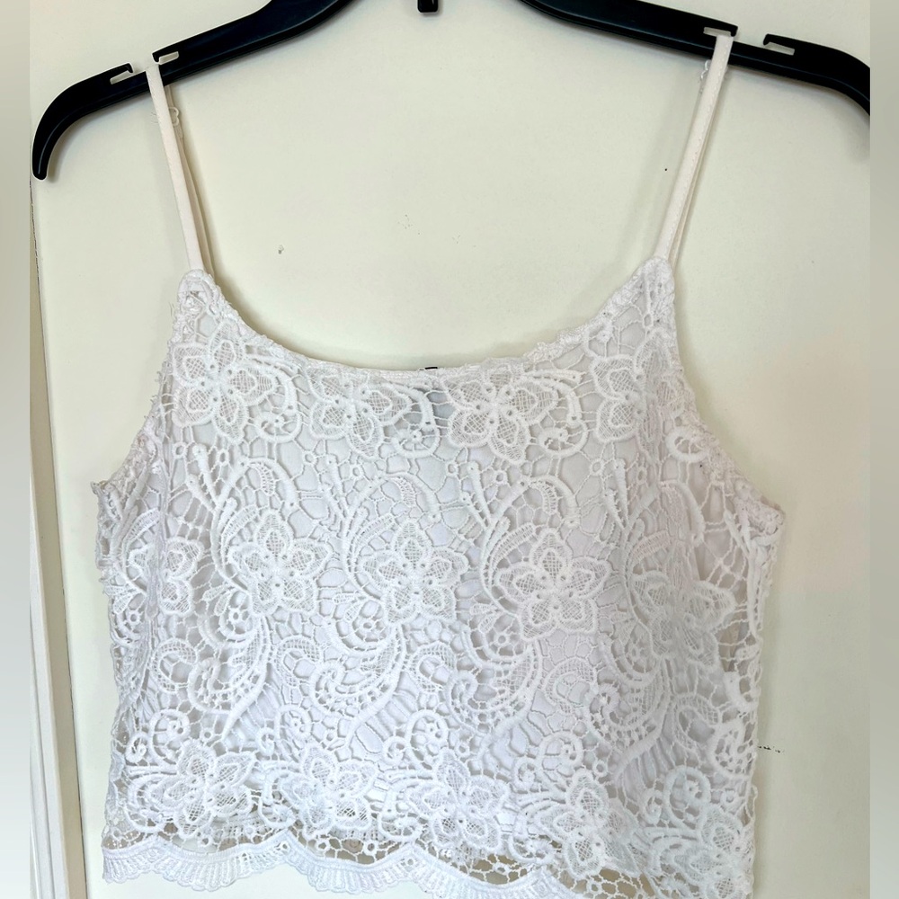 DIVIDED from H&M crochet white crop tank